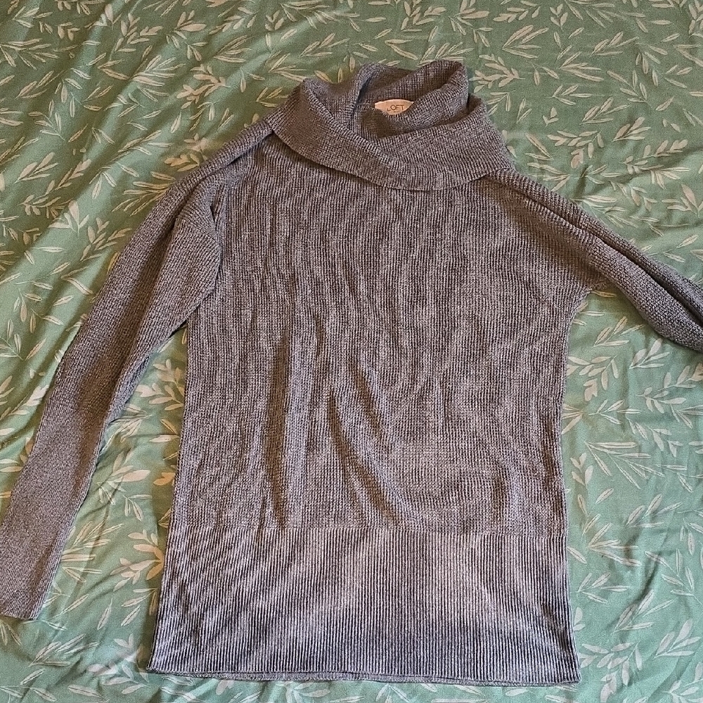 LOFT Charcoal Cowl Neck Sweater